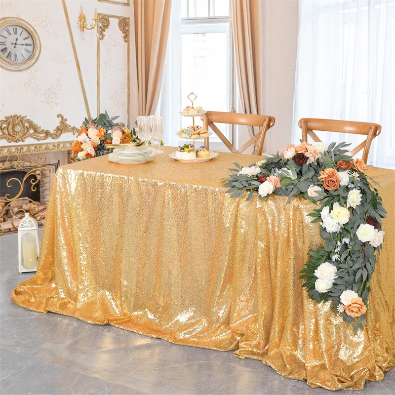 B.Cool B-COOL Gold Sequin Tablecloth Party Glitter Tablecloth Sparkly Table Cloth 60x102 Inches Rectangle Classy Elegant Tablecloth for Christmas Halloween Theme Parties Table Decorations - Image 4